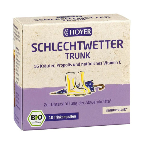 Hoyer Schlechtwetter Trunk Bio – 16 Kräuter, Propolis & Vitamin C, 10x10ml
