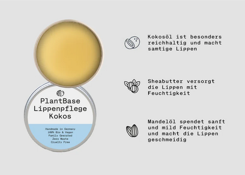 PlantBase Lippenpflege im Tiegel Kokos Bio 10g