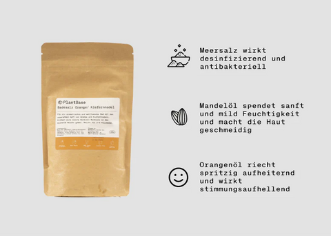 PlantBase Badesalz Orange/Kiefernadel Bio, 160g