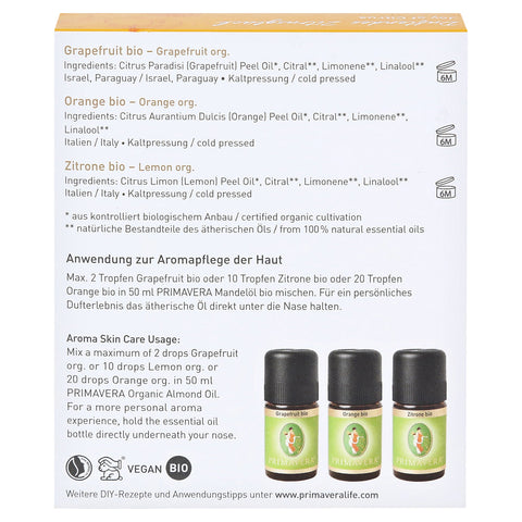 Primavera Geschenk-Set Duftendes Zitrusglück Bio 3x5ml