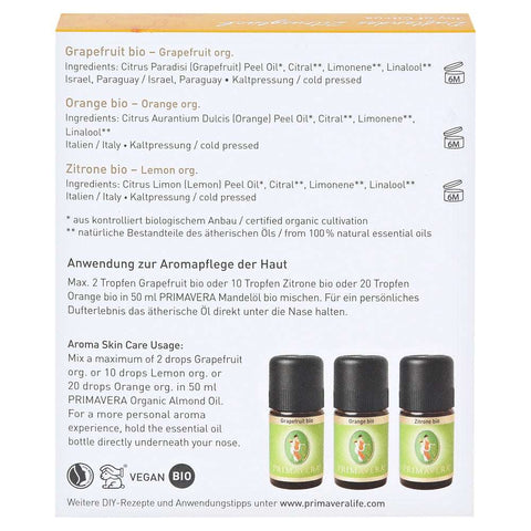 Primavera Geschenk-Set Duftendes Zitrusglück Bio 3x5ml