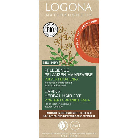 Logona Pflegende Pflanzen-Haarfarbe Pulver Hennarot Bio, 100g