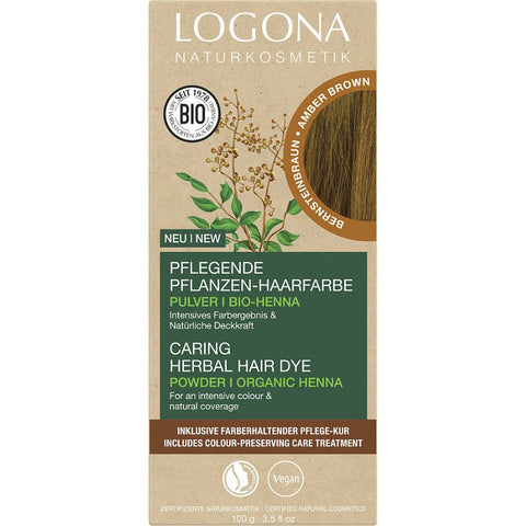 Logona Pflegende Pflanzen-Haarfarbe Pulver Bernsteinbraun Bio, 100g