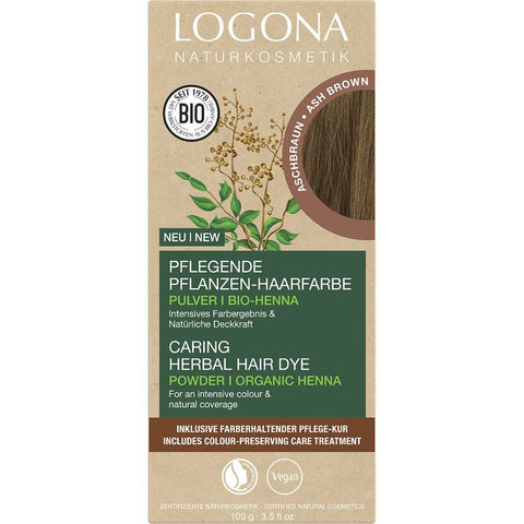 Logona Pflegende Pflanzen-Haarfarbe Pulver Aschbraun Bio, 100g