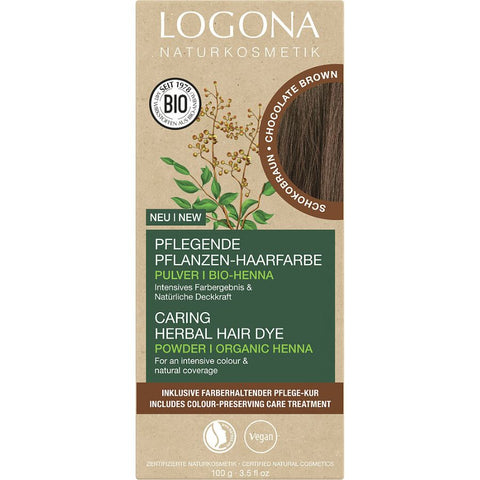 Logona Pflegende Pflanzen-Haarfarbe Pulver Schokobraun Bio, 100g