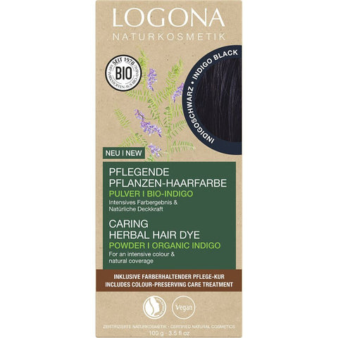 Logona Pflanzen-Haarfarbe Pulver Indigo Schwarz Bio, 100g