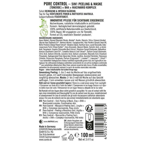 Sante Naturkosmetik Pore Control 5in1 Peeling & Maske Bio 100ml