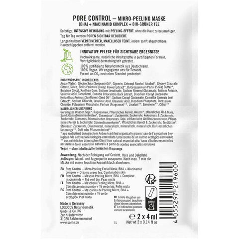 Sante Naturkosmetik Pore Control Mikro-Peeling Maske Bio 2x4ml