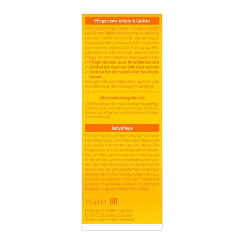 WELEDA Baby Calendula Pflegecreme Körper & Gesicht Bio 75ml