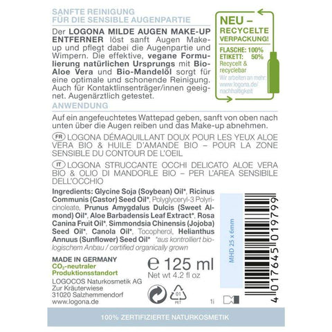 Logona Milder Augen Make-up Entferner Bio, 125 ml
