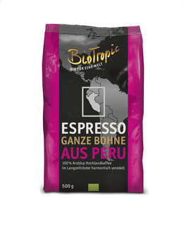 BioTropic Espresso ganze Bohne Peru 100% Arabica 500g