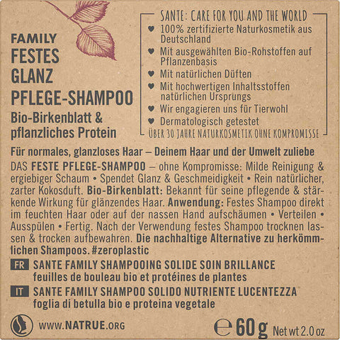 Sante Naturkosmetik Family Festes Glanz Pflege-Shampoo Bio 60g