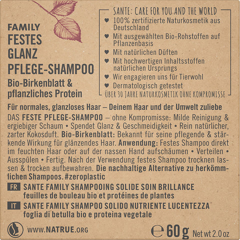 Sante Naturkosmetik Family Festes Glanz Pflege-Shampoo Bio 60g