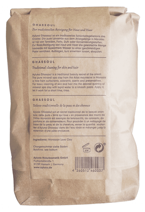 Ayluna Ghassoul – Marokkanische Lavaerde zur traditionellen Reinigung 1500 g