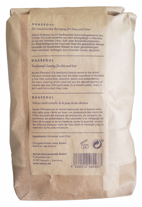 Ayluna Ghassoul – Marokkanische Lavaerde zur traditionellen Reinigung 1500 g