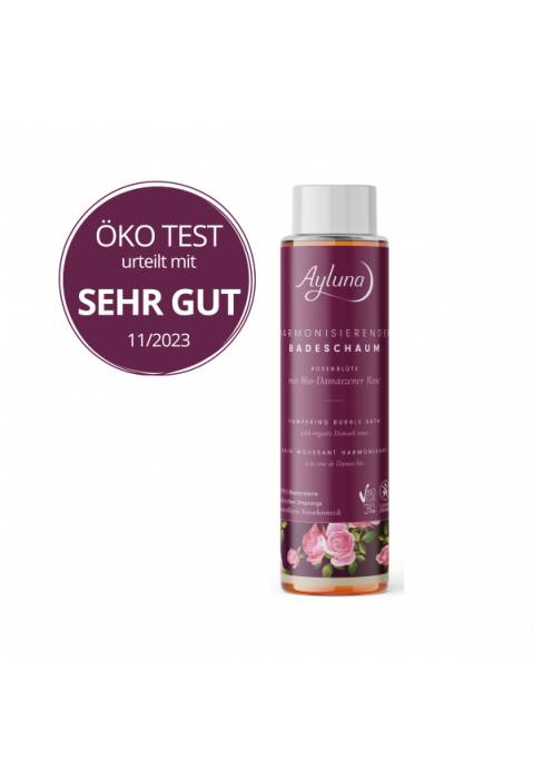 Ayluna Rosenblüte Badeschaum – Harmonisierend, Bio-Damaszener Rose, Bio 400ml