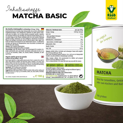 Raab Vitalfood Matcha Basic Grünteepulver Dose Bio 100g