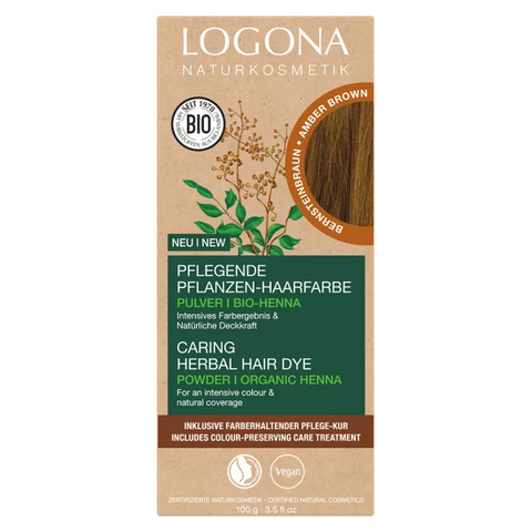 Logona Pflegende Pflanzen-Haarfarbe Pulver Bernsteinbraun Bio, 100g