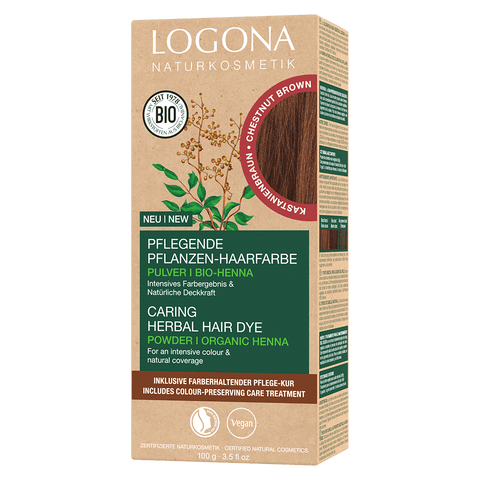 Logona Pflegende Pflanzen-Haarfarbe Pulver Kastanienbraun Bio, 100g